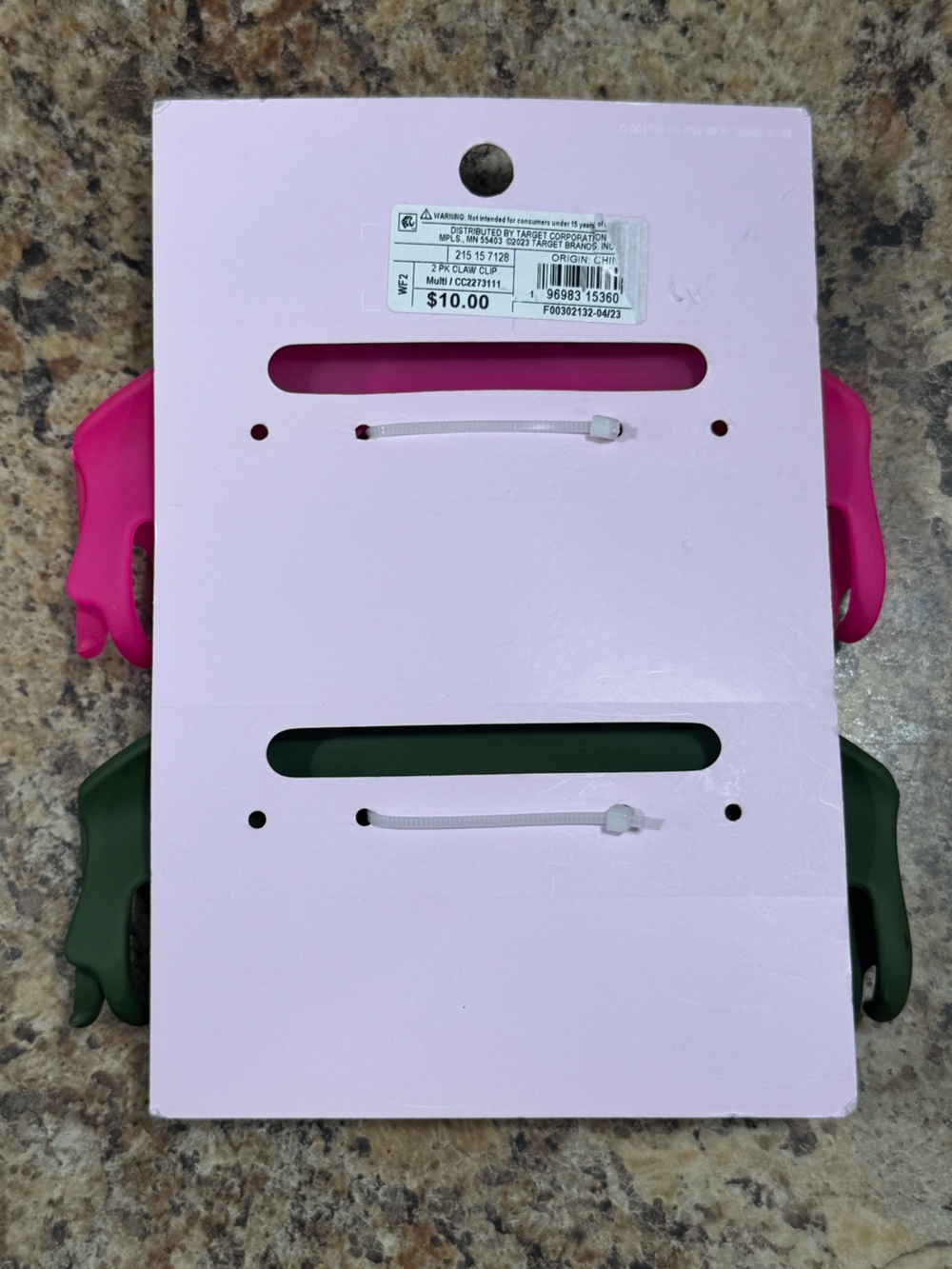 Hair Claw Clips - Pink & Olive Green Set NEW - Picture 2 of 3